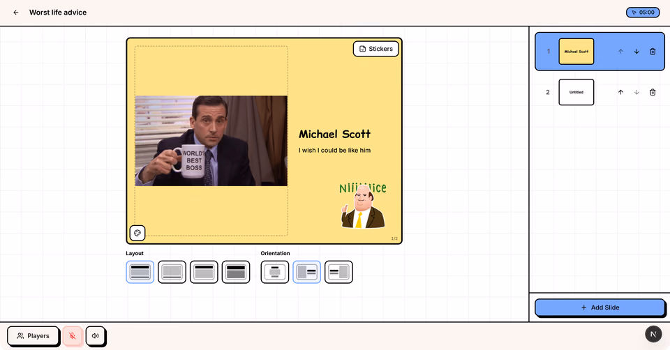 Slideparty: Slide editor: layouts, images and stickers against the clock