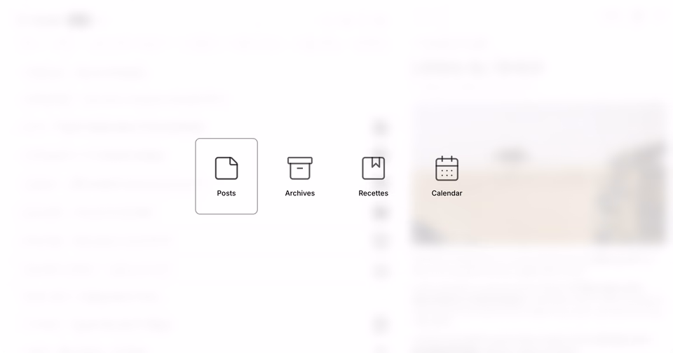 Vivredart: Section switcher: posts, archives, recipes, calendar