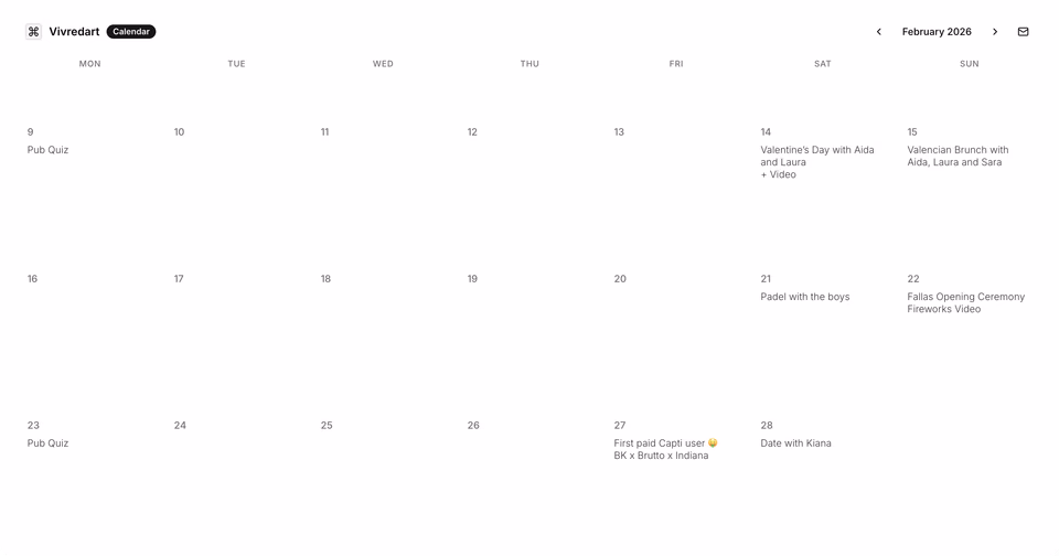 Vivredart: Calendar logbook