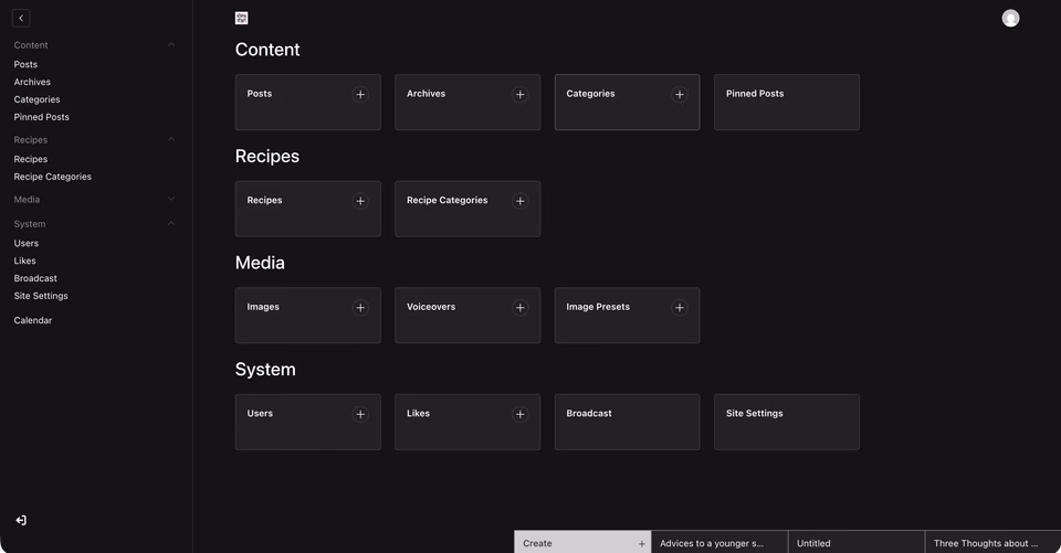 Vivredart: Admin: content overview